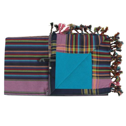 BIJOUX - Kikoy Serviette Plage Coton Couleur Rayé Foncé Lilas - LES POULETTES - Modalova