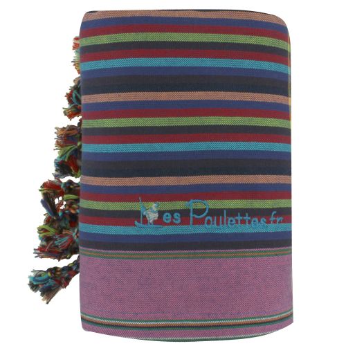 BIJOUX - Kikoy Serviette Plage Coton Couleur Rayé Foncé Lilas - LES POULETTES - Modalova