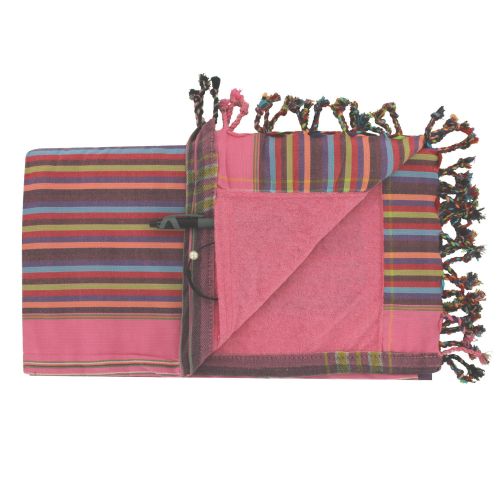 BIJOUX - Kikoy Serviette Plage Coton Couleur Rayé Fuchsia - LES POULETTES - Modalova