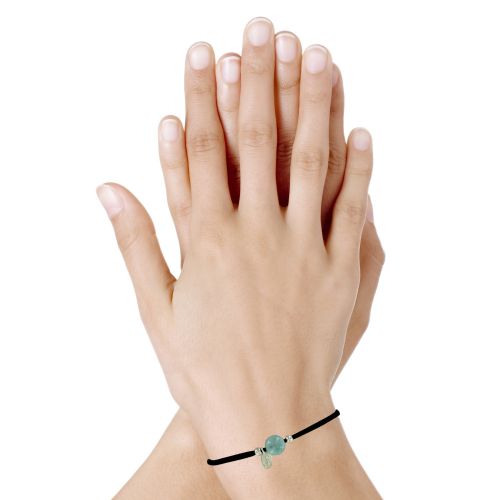 Bracelet Lien Noir Une Perle de Larimar et Deux Perles Argent - LES POULETTES BIJOUX - Modalova
