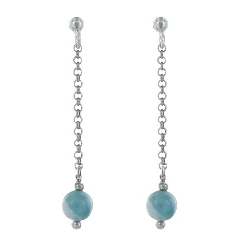 Boucles d'Oreilles Argent Chainette Pendante Perle Argent et - LES POULETTES BIJOUX - Modalova