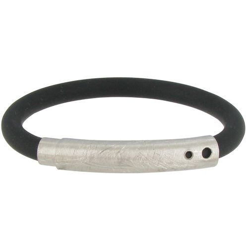 Bracelet Argent 925 Brossé et Silicone - Classics - LES POULETTES BIJOUX - Modalova