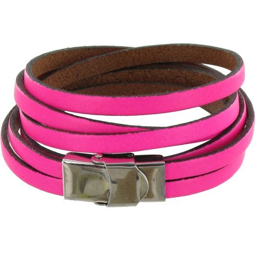 Bracelet Cuir Fluo et Fermoir Acier Inoxydable - Classics - R - LES POULETTES BIJOUX - Modalova