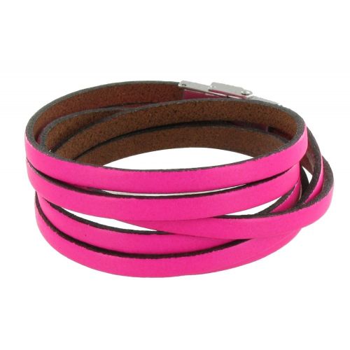 Bracelet Cuir Fluo et Fermoir Acier Inoxydable - Classics - R - LES POULETTES BIJOUX - Modalova