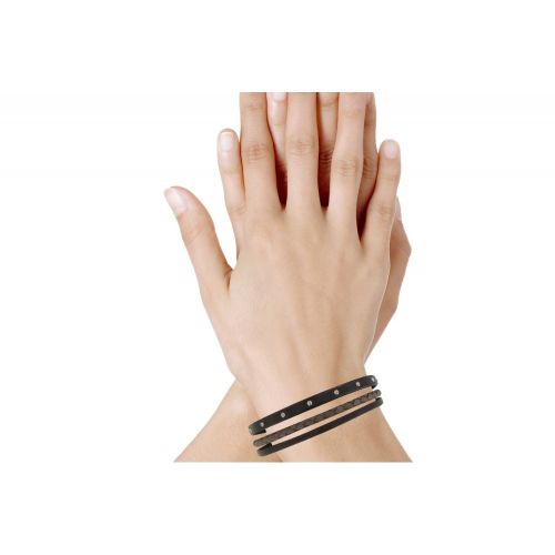 Bracelet Cuir Trois Lanières Fermoir Acier Inoxydable - Class - LES POULETTES BIJOUX - Modalova