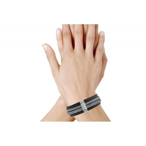 Bracelet Cuir Noir et Deux Bandes - Classics - LES POULETTES BIJOUX - Modalova