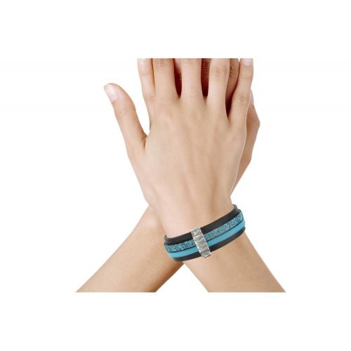 Bracelet Cuir Noir et Deux Bandes - Classics - LES POULETTES BIJOUX - Modalova