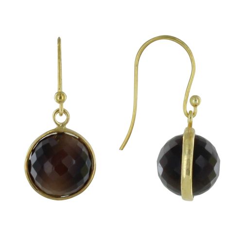 Boucles d'Oreilles Crochet Argent 925 Doré Sphère d'Onyx - LES POULETTES BIJOUX - Modalova