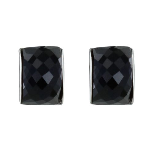 Boucles d'Oreilles Argent Demi-Lune Onyx Facettée - LES POULETTES BIJOUX - Modalova