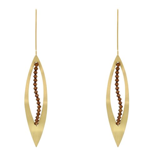 Boucles d'Oreilles Plaqué Feuille Ajourée et Cristal Marron - LES POULETTES BIJOUX - Modalova