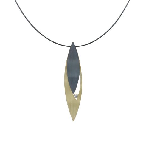 Collier Plaqué Feuilles Argent 925 Oxydé et Strass - Petit Modèle - LES POULETTES BIJOUX - Modalova