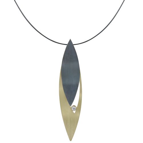 Collier Plaqué Feuilles Argent 925 Oxydé et Strass - Grand Modèle - LES POULETTES BIJOUX - Modalova