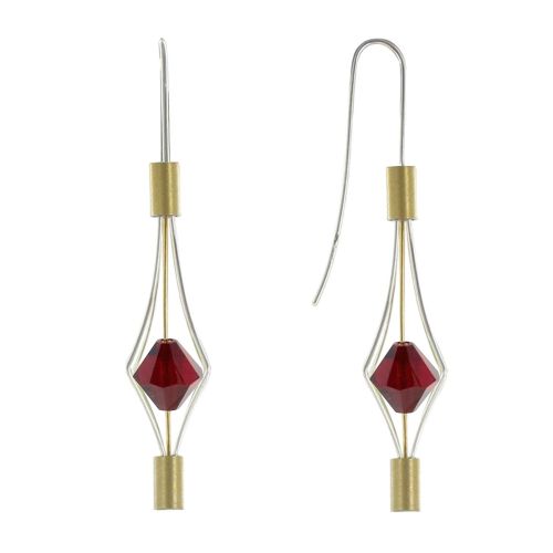 Boucles d'Oreilles Argent et Plaqué Or Lanterne et Cristal - LES POULETTES BIJOUX - Modalova
