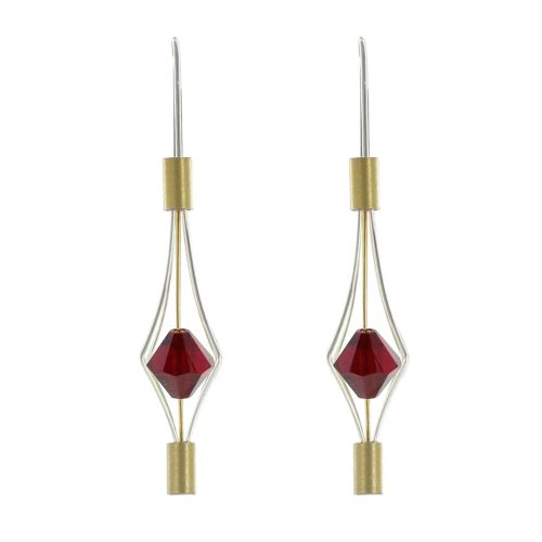 Boucles d'Oreilles Argent et Plaqué Or Lanterne et Cristal - LES POULETTES BIJOUX - Modalova