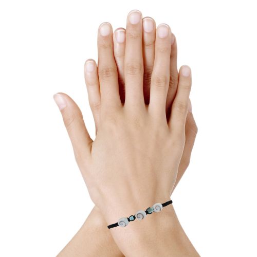 Bracelet Lien Tréssé Pavés de Larimar et Trois Oeil de Ste Lu - LES POULETTES BIJOUX - Modalova