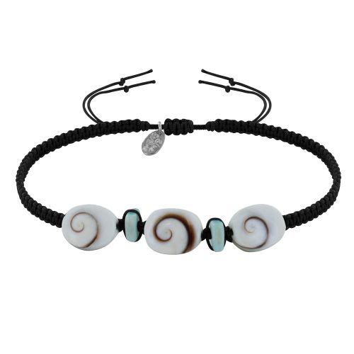 Bracelet Lien Tréssé Pavés de Larimar et Trois Oeil de Ste Lu - LES POULETTES BIJOUX - Modalova