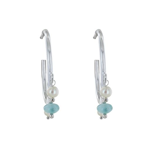 Boucles d'Oreilles Argent 925 Créoles Breloques Perle de Cult - LES POULETTES BIJOUX - Modalova