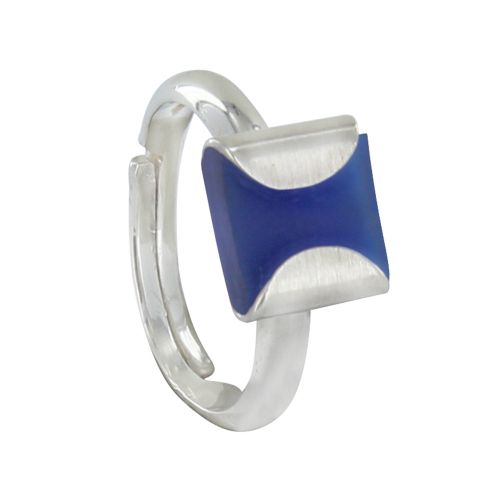 Bague Argent Réglable Carré Silicone Couleurs Interchangeable - LES POULETTES BIJOUX - Modalova