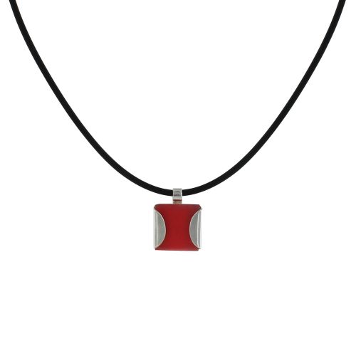 Collier Lien Silicone Noir Pendentif Carré Silicone Couleurs - LES POULETTES BIJOUX - Modalova