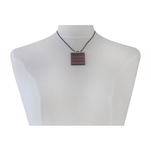 Collier Zèbre Verre Carré Rayures et Rouges - LES POULETTES BIJOUX - Modalova