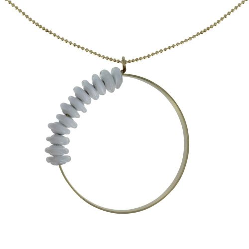 Collier Laiton Anneau et Petits Disques de Verre - Classics - Blanc - LES POULETTES BIJOUX - Modalova