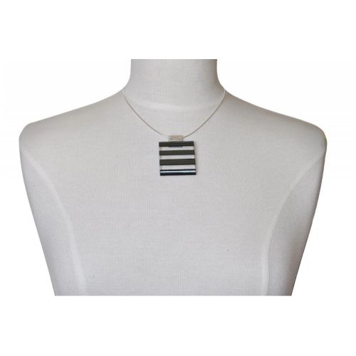 Collier Zèbre Verre Carré Rayures et Blanches - LES POULETTES BIJOUX - Modalova