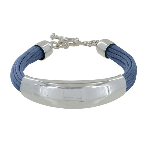 Bracelet Argent Demi-Jonc sur Fils de Coton - Classics - Bleu - LES POULETTES BIJOUX - Modalova
