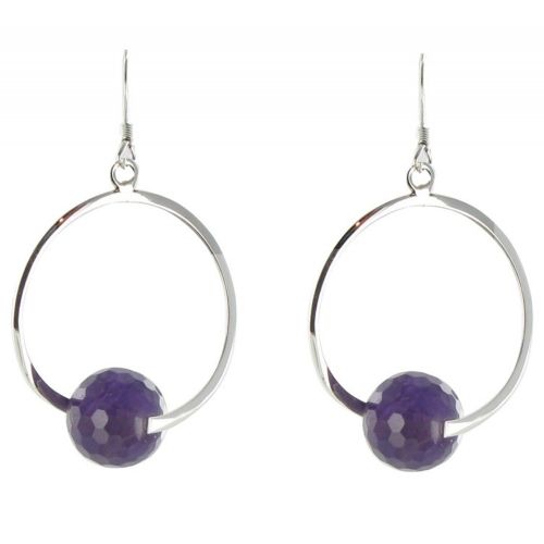 Boucles d'Oreilles Créoles et sa Perle d'Améthyste Facettée - LES POULETTES BIJOUX - Modalova