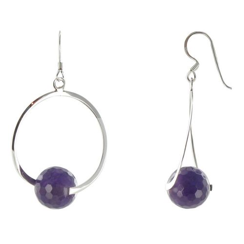 Boucles d'Oreilles Créoles et sa Perle d'Améthyste Facettée - LES POULETTES BIJOUX - Modalova