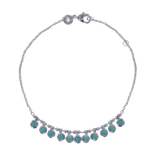 Bracelet 925 Rhodié Breloques Turquoise - LES POULETTES BIJOUX - Modalova