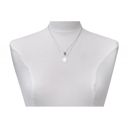 Collier Double Chaine 925 Rhodié Feuille et Ovale d'Av - LES POULETTES BIJOUX - Modalova