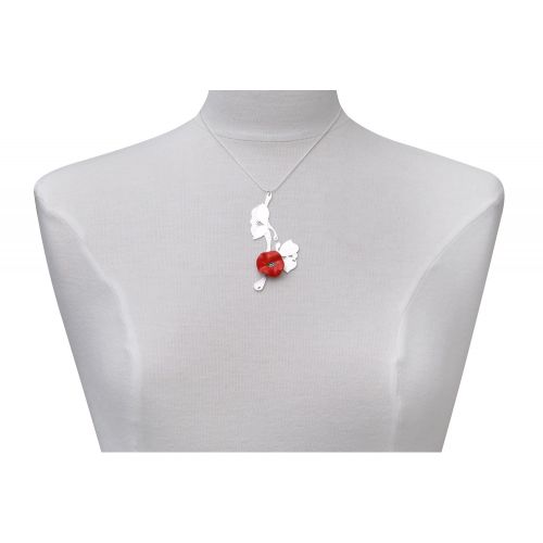 Collier Argent Bouquet de Fleurs Coquelicot Céramique - LES POULETTES BIJOUX - Modalova