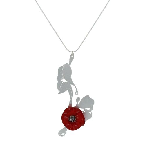 Collier Argent Bouquet de Fleurs Coquelicot Céramique - LES POULETTES BIJOUX - Modalova