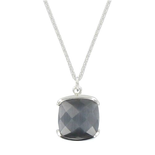 Collier Argent et son Carré Oeil de Chat Facetée - Classics - LES POULETTES BIJOUX - Modalova