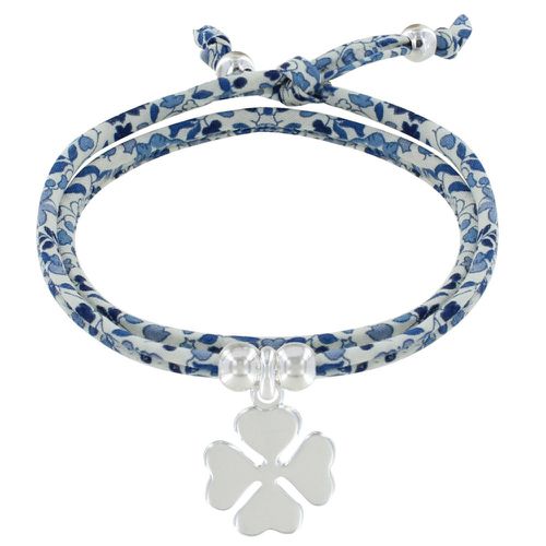 Bracelet Double Tour Lien Liberty et Trèfle Argent - Colors - Bleu Navy - LES POULETTES BIJOUX - Modalova