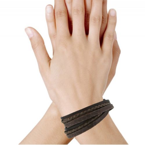 Bracelet Cuir Trois Matières Fermoir Acier Inoxydable - Class - LES POULETTES BIJOUX - Modalova