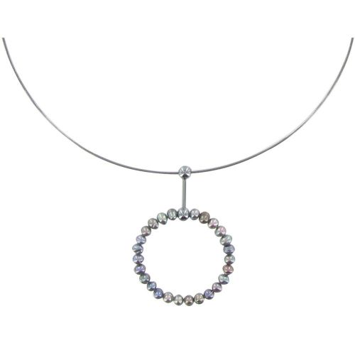 Collier Argent 925 Anneau de Perles de Culture 4-5 mm - Class - LES POULETTES BIJOUX - Modalova