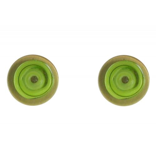 Boucles d'Oreilles Puces Disque en Laiton et Pâte de Verre - LES POULETTES BIJOUX - Modalova