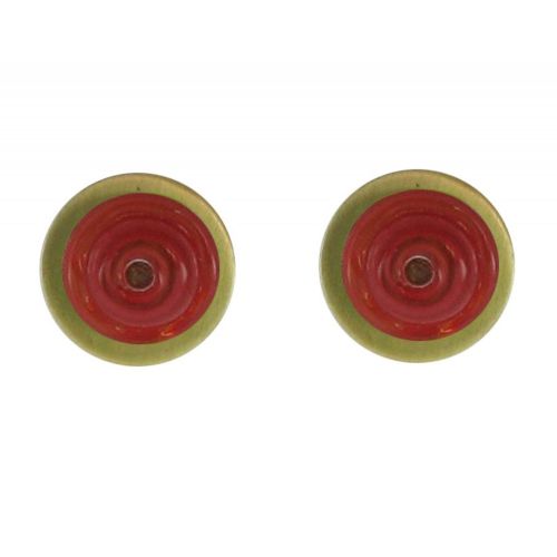 Boucles d'Oreilles Puces Disque en Laiton et Pâte de Verre - LES POULETTES BIJOUX - Modalova