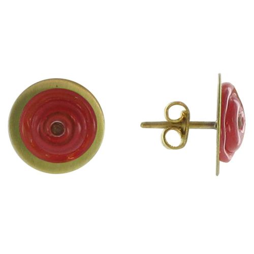 Boucles d'Oreilles Puces Disque en Laiton et Pâte de Verre - LES POULETTES BIJOUX - Modalova