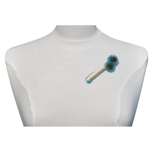 Broche Laiton Tube et Anémones en Cuir - LES POULETTES BIJOUX - Modalova