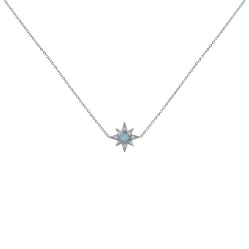 Collier Argent 925 Etoile Polaire et Demi Perle de Larimar - LES POULETTES BIJOUX - Modalova
