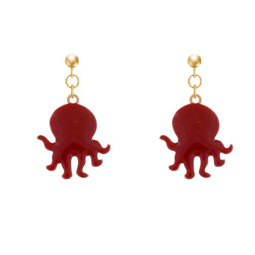 Boucles d'Oreilles Plaqué Or Pieuvre Emaillée - LES POULETTES BIJOUX - Modalova