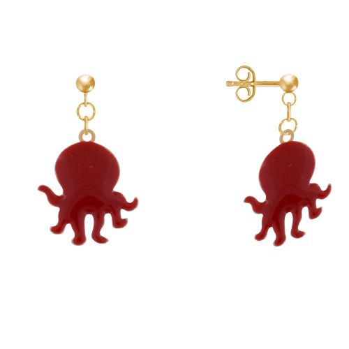 Boucles d'Oreilles Plaqué Or Pieuvre Emaillée - LES POULETTES BIJOUX - Modalova