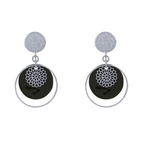 Boucles d'Oreilles Clous Métal Argenté Cercle et Pastille de - LES POULETTES BIJOUX - Modalova
