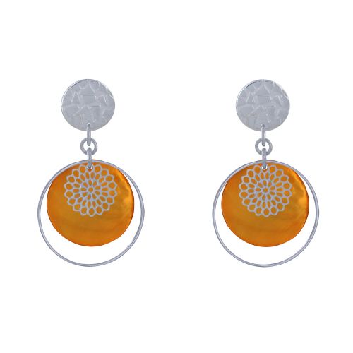 Boucles d'Oreilles Clous Métal Argenté Cercle et Pastille de - LES POULETTES BIJOUX - Modalova