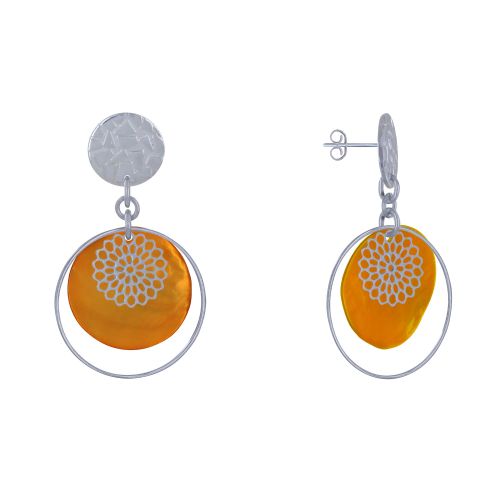 Boucles d'Oreilles Clous Métal Argenté Cercle et Pastille de - LES POULETTES BIJOUX - Modalova