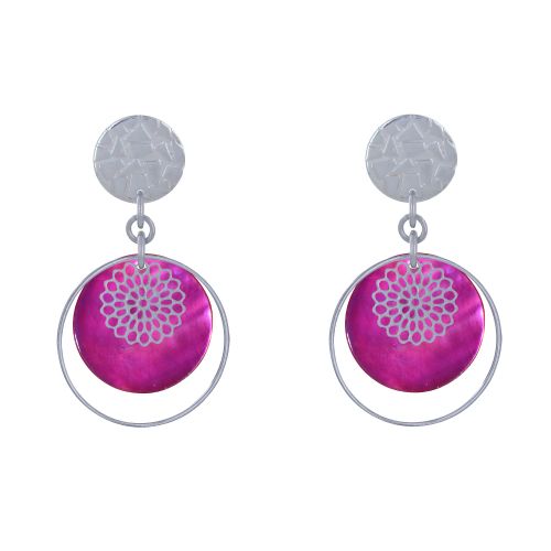 Boucles d'Oreilles Clous Métal Argenté Cercle et Pastille de - LES POULETTES BIJOUX - Modalova