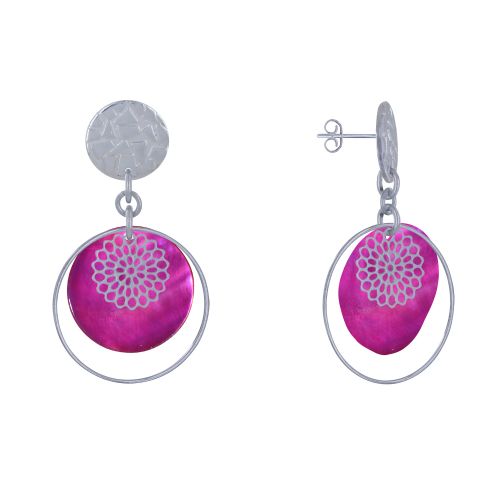 Boucles d'Oreilles Clous Métal Argenté Cercle et Pastille de - LES POULETTES BIJOUX - Modalova