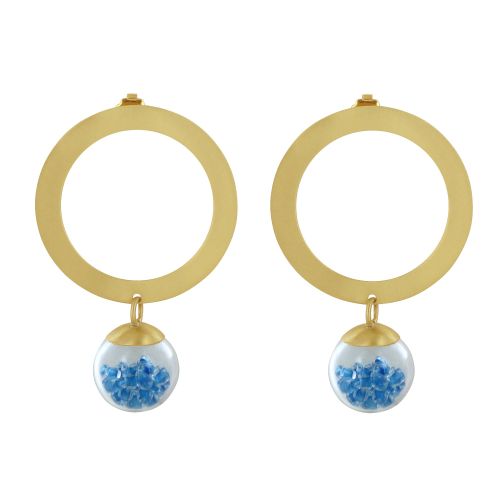 Boucles d'Oreilles Anneau Laiton Bulle Pâte de Verre et Perle - LES POULETTES BIJOUX - Modalova